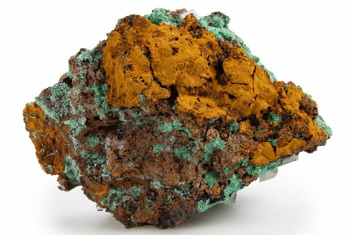 Fibrous Malachite and Rhombohedral Calcite on Limonite - Mexico #330594